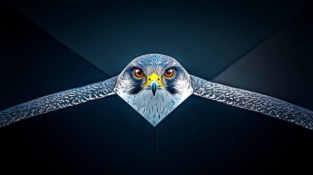 Majestic falcon soaring through a dark envelope, symbolizing freedom and communication