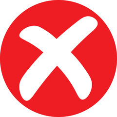 Fototapeta premium Bold red cross symbol inside a circle indicating error, wrong, cancel or rejection