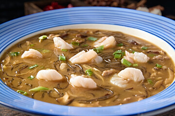 Chinese food sour soup crystal vermicelli shrimp