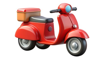 Obraz premium Cartoon red scooter with storage box isolated on white background