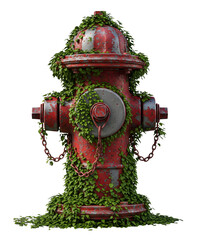 Fire Hydrant with Vines Minimalist 3D Rendering in a Soft And Smooth Renderer