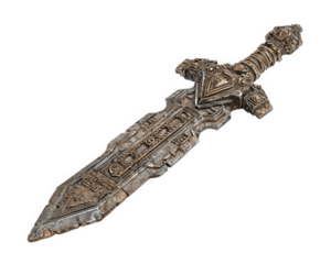 Ancient sword metal blade ornate handle decorative pattern isolated transparency background fantasy weapon medieval vintage detailed design rustic