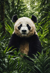 Obraz premium giant panda eating bamboo