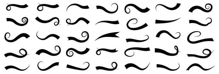 Obraz premium Baseball swoosh tails collection. Set of black baseball swoosh tails. Baseball swoosh tails icons