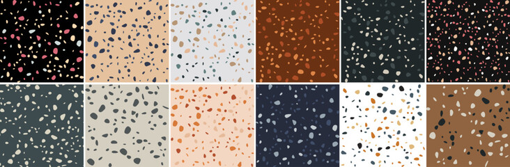 Set of abstract terrazzo marble texture. Classic terrazzo marble background collection