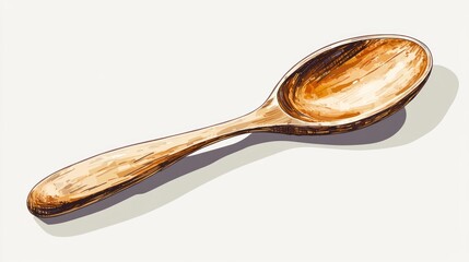 Wooden spoon, hand-drawn style