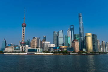 shanghai skyline at sunset