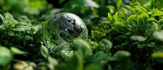 The Glass Globe Surrounded by Lush Greenery Representing Nature's Serenity
