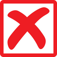Obraz premium Red cross mark symbol inside square icon for error, rejection or cancellation sign