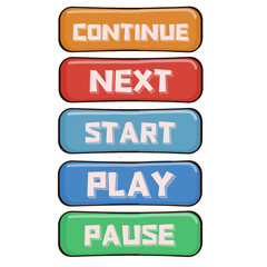 Colorful Game Interface Buttons for UI Design