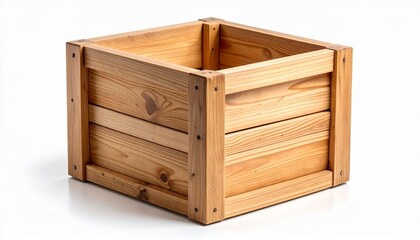 wooden box isolated on white background