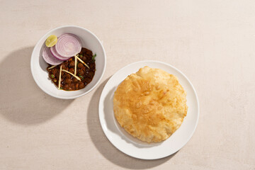 Chole poori or chana masala with fried poori