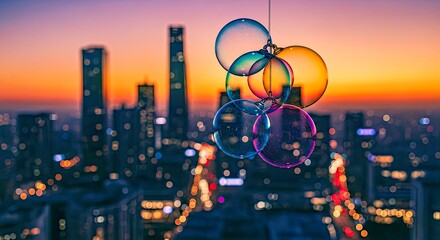 Delicate Glass Orbs Floating Elegantly in a Gentle Light Setting