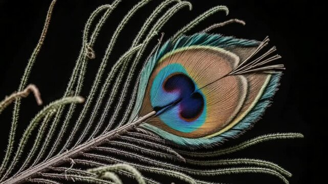Vibrant close-up of peacock feathers showcasing stunning colors and intricate details perfectly
