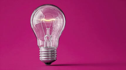 Fototapeta premium Glass white lamp glowing softly on magenta background