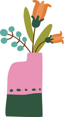 Beautiful Blossom Flower Bouquet in Vase Illustration