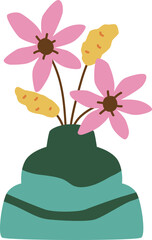 Beautiful Blossom Flower Bouquet in Vase Illustration