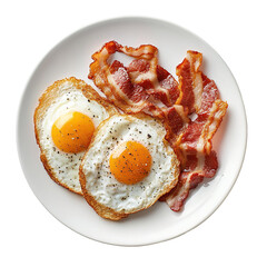 Keto breakfast with fried egg, bacon, cheese, ground beef and salad