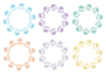 Set summer frames with cute jellyfish. Space for text. For kids projects, greeting cards and ocean-themed designs.	