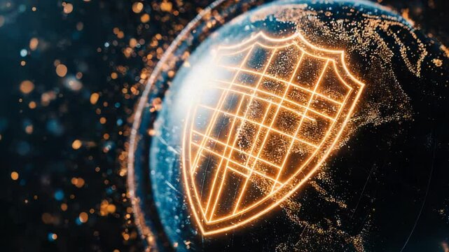 abstract background with globe and security logo