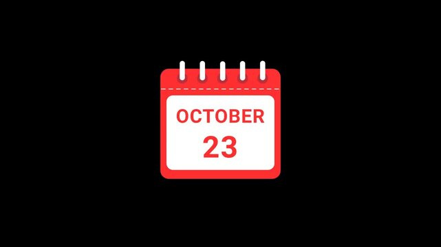 23 October Date Calendar Icon Animation