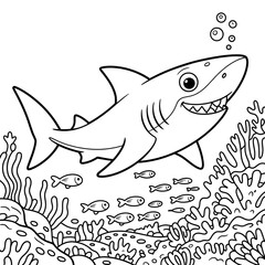 Obraz premium Line art shark illustration vector