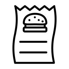 Fast Food Receipt Vector Line Icon Design