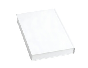 A pristine blank white hardcover book lies ready for your custom design