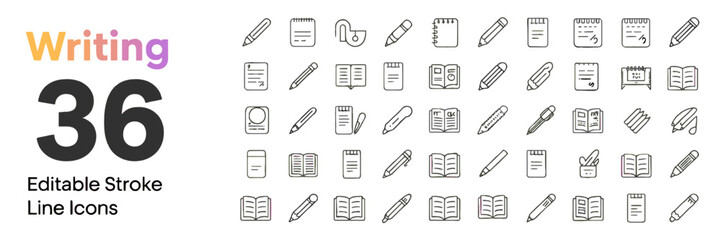 Mechanics Editable Stroke Line Icons – 36 Vector Icon Set