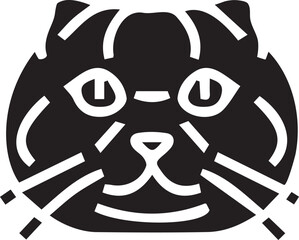 Stylized Black and White Cat Face Design Whimsical Feline Illustration with Bold Contrasts in a Simple yet Expressive Style