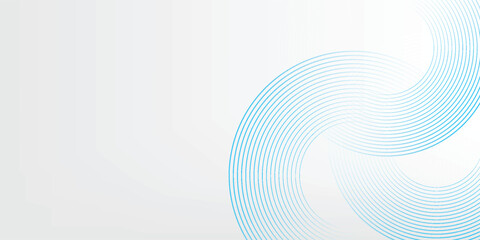 Abstract white background with blue circle rings. Digital future technology concept.