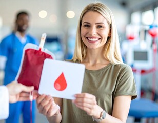 Happy blood donor with