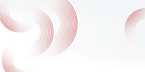 Abstract white background with red circle lines. Digital future technology concept.