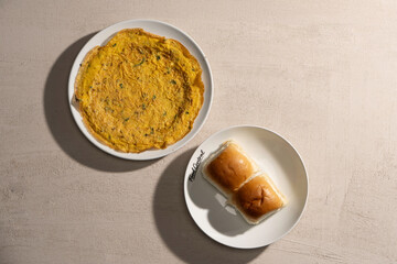 Omlet and Pav Bhaji