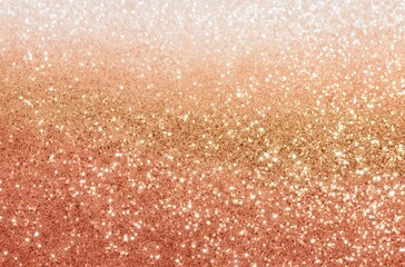 Light gold glitter background with peach - white gradient and sparkling sparkles for elegant displays in wedding cards, party banners and digital designs.