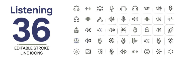 Mechanics Editable Stroke Line Icons – 36 Vector Icon Set