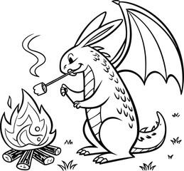 Tribal vector illustration of a cartoon dragon head with fire, ideal for a tattoo design or animal mascot symbol