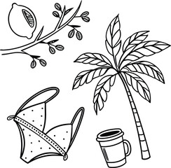 Hand-drawn vector illustration of a tropical palm tree perfect for a summer beach design