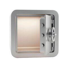 Open Metal Safe Deposit Box Minimalist 3D Rendering in a Soft And Smooth Renderer