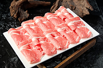 Hot pot shabu-shabu wagyu beef roll slices
