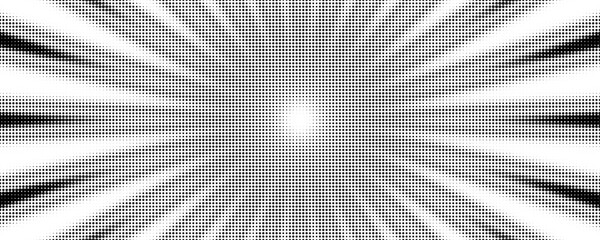 Sun rays halftone background. Comic style retro sunburst vector pattern.