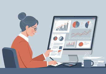 businesswoman working on  computer