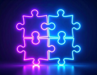 Neon puzzle pieces