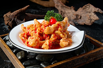 Exquisite cold dish: boneless chicken feet with lemon and spicy sauce