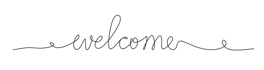 continuous single line drawing of word welcome  line art vector illustration