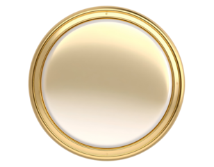 A brilliant golden oval frame with a smooth reflective surface provides an elegant blank canvas.