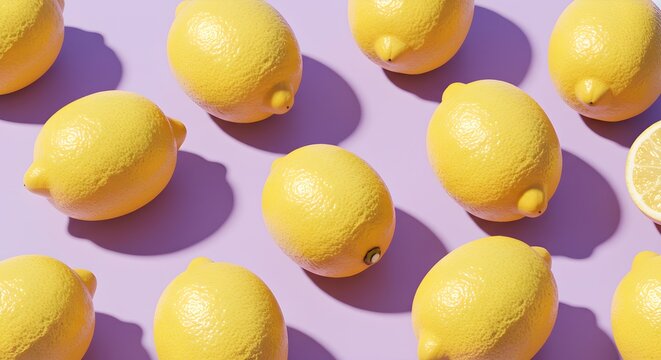 Lemons pattern on purple background - Powered by Adobe