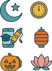 Exclusive Global Festival Icon Set  Multi-Cultural Celebration EPS Vector Pack