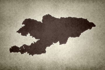 Map of Kyrgyzstan printed on a paper