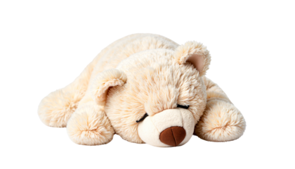 Toy sleepy bear isolated on transparent background  